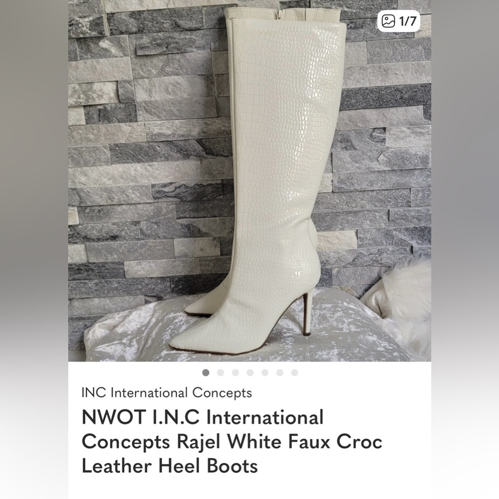INC White Crocodile Boots - Picture 13 of 15